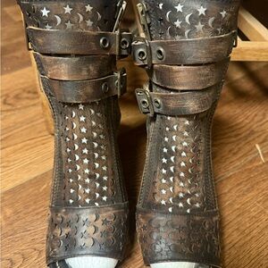 Freebird by Steven Brown Ankle Boots with Star and Moon Cutouts